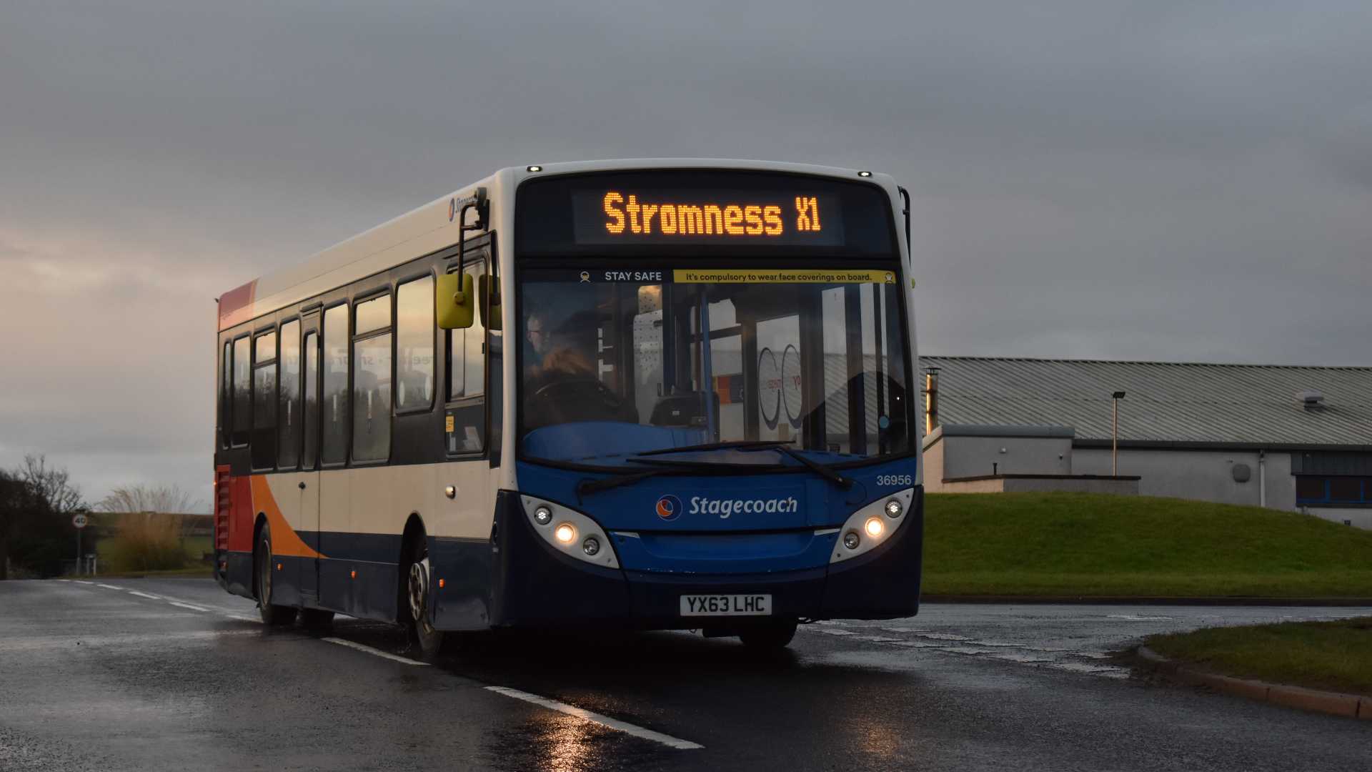 Enviro 200 36956 heading out on an X1 to Stromness
